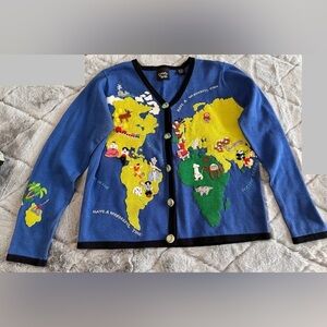 Christine Rotelli Vinyage Continents of the World sweater Small S